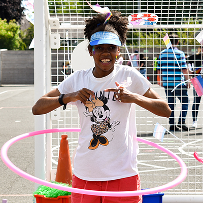 Student playing hoola hoop